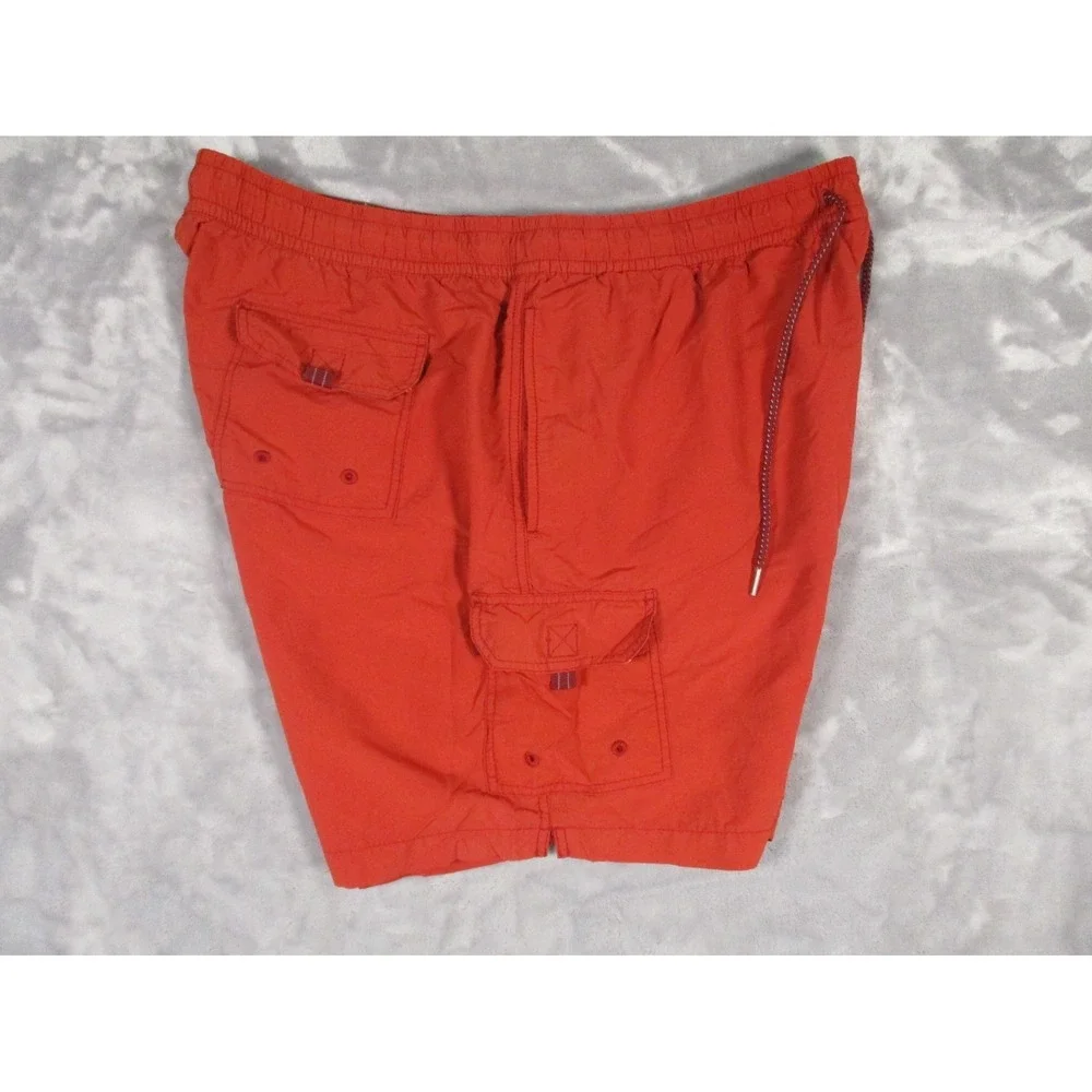 Tommy Bahama Relax Mens XXL Orange Cargo Swim Trunks Board Shorts‎ Mesh Lined